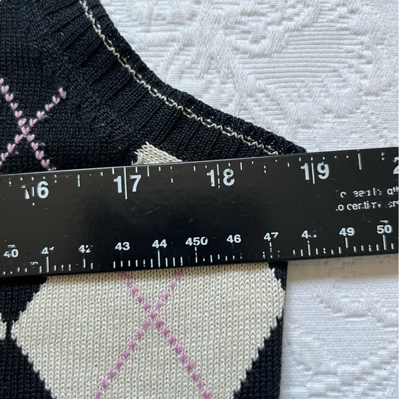 Vintage The Limited Silk Blend LARGE Argyle V-Neck Sleeveless Sweater Vest Y2K - Picture 8 of 10